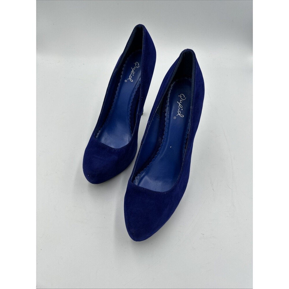 Qupid Women’s Blue Faux Suede Platform Pumps Heels Size 6.5 Royal Blue Stiletto